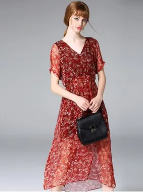 Весной 2017 новые женские разбиты красивые dress silk печать развивать нравственность