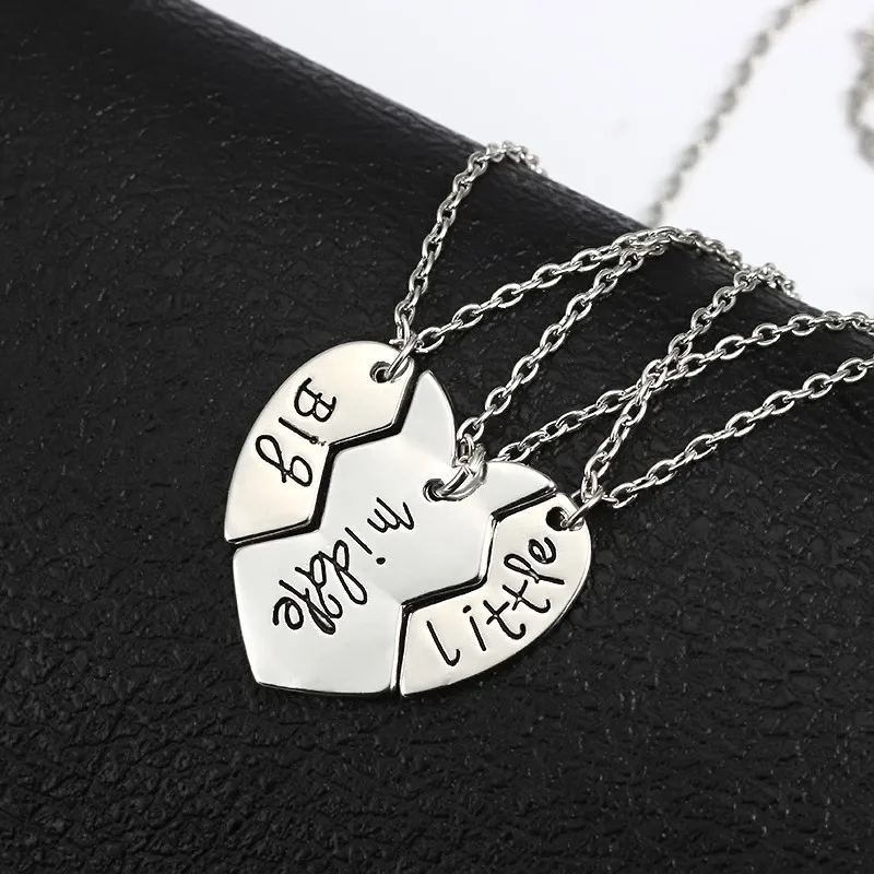 Ожерелье с надписью «Best Friend» и «Love Heart Sister», 3 шт., женское ожерелье с подвеской «Big Little Sis Mom BFF», модное семейное ювелирное изделие, колье для женщин