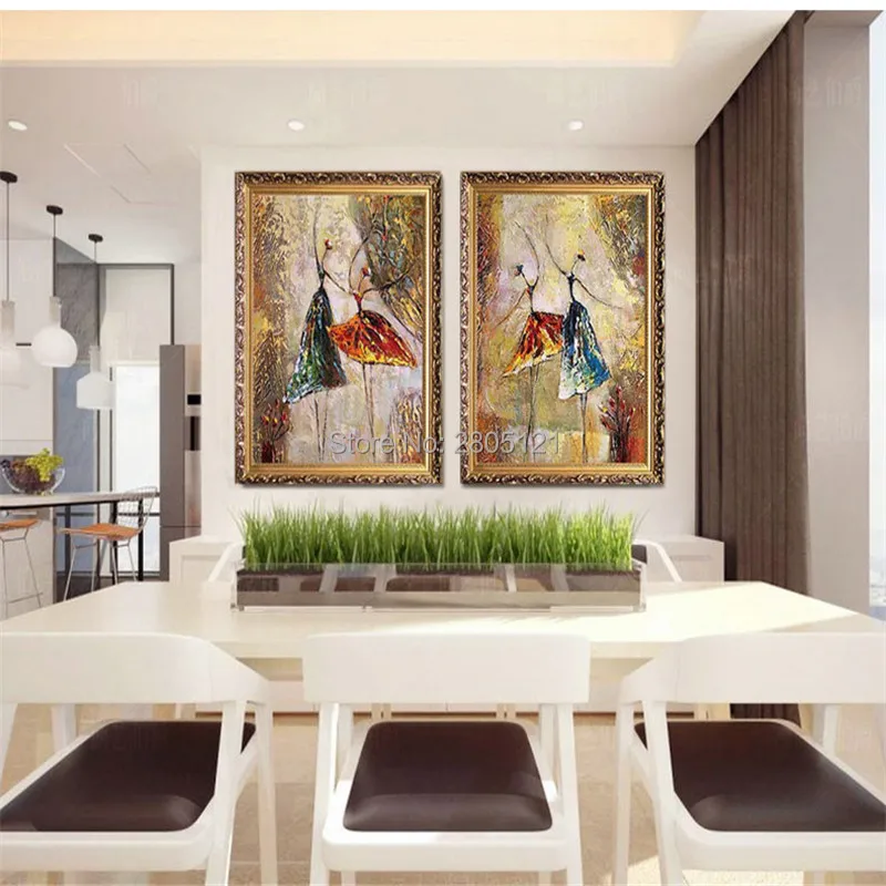 Ручная роспись Современная картина маслом на холсте балетные танцоры модульные