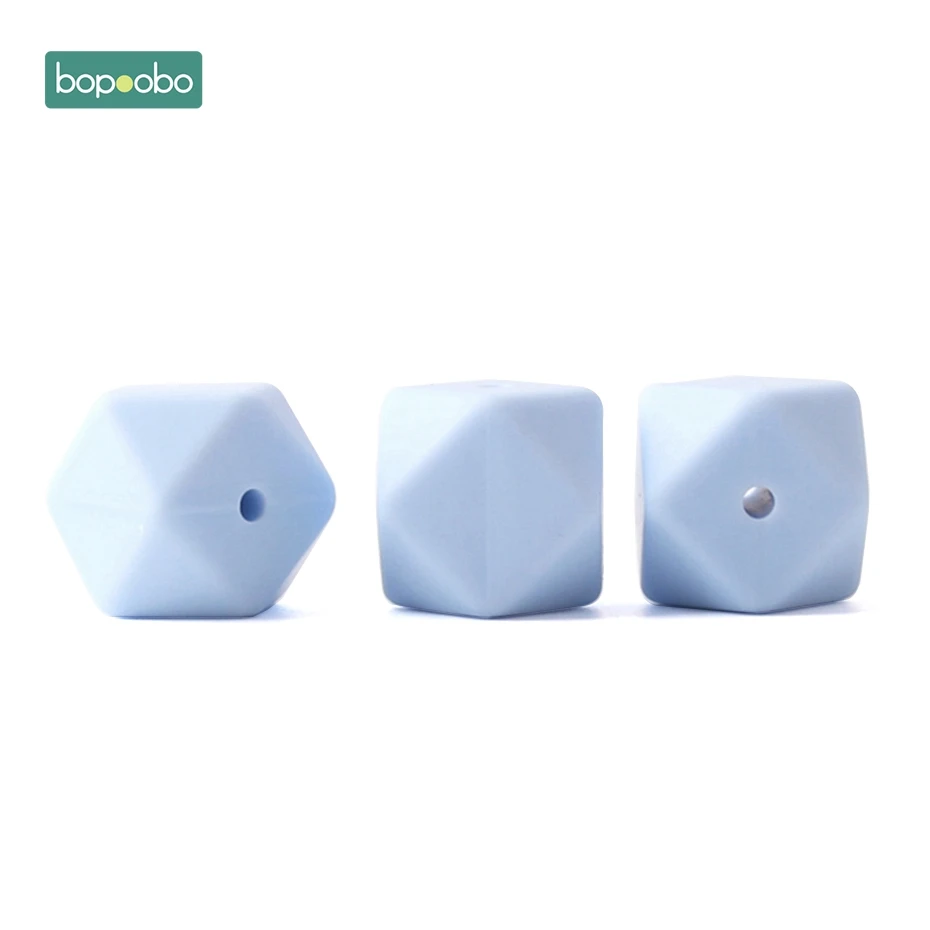 Candy Blue Bopoobo 100 шт 17 мм Силиконовые шестигранные шарики силиконовые Детские Прорезыватели силиконовые бусины для ожерелья безопасные игрушки силиконовые крошечные стержни - Цвет: Candy Blue
