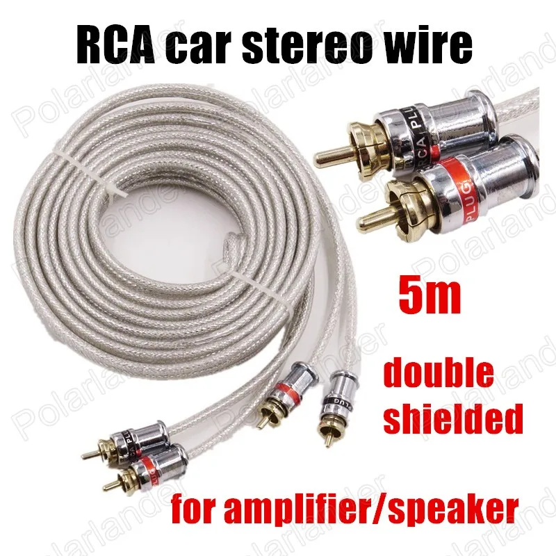 

5 метров белый два ряда RCA к RCA для автомобильного усилителя динамик автомобильный аудио стерео провод Расширенный аудио кабель оптовая прод...