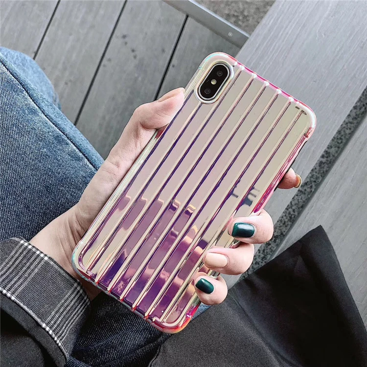 Классный чистый цветной чехол для телефона с текстурой багажа и смайликом iPhone XS
