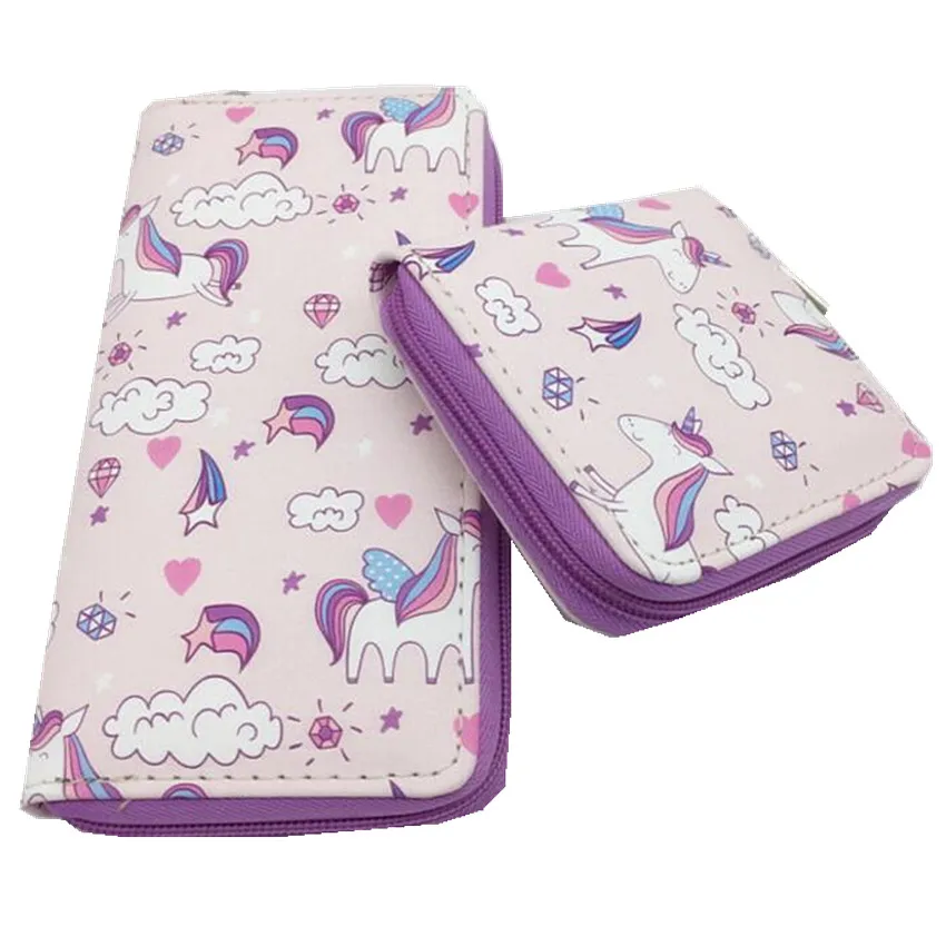 

M277 Cute Women Wallet Rainbow Horse Printing Design Long Short Wallet Card Coin Bag Women Girl Student Gift Wholesale