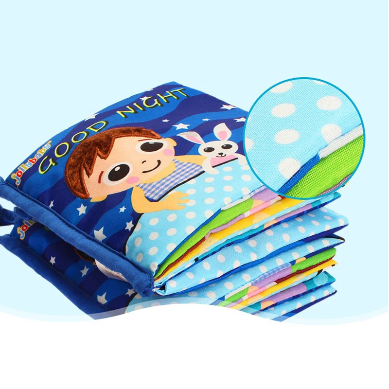 Jollybaby Goodnight колыбельные детские тканевые книги с погремушками 3D
