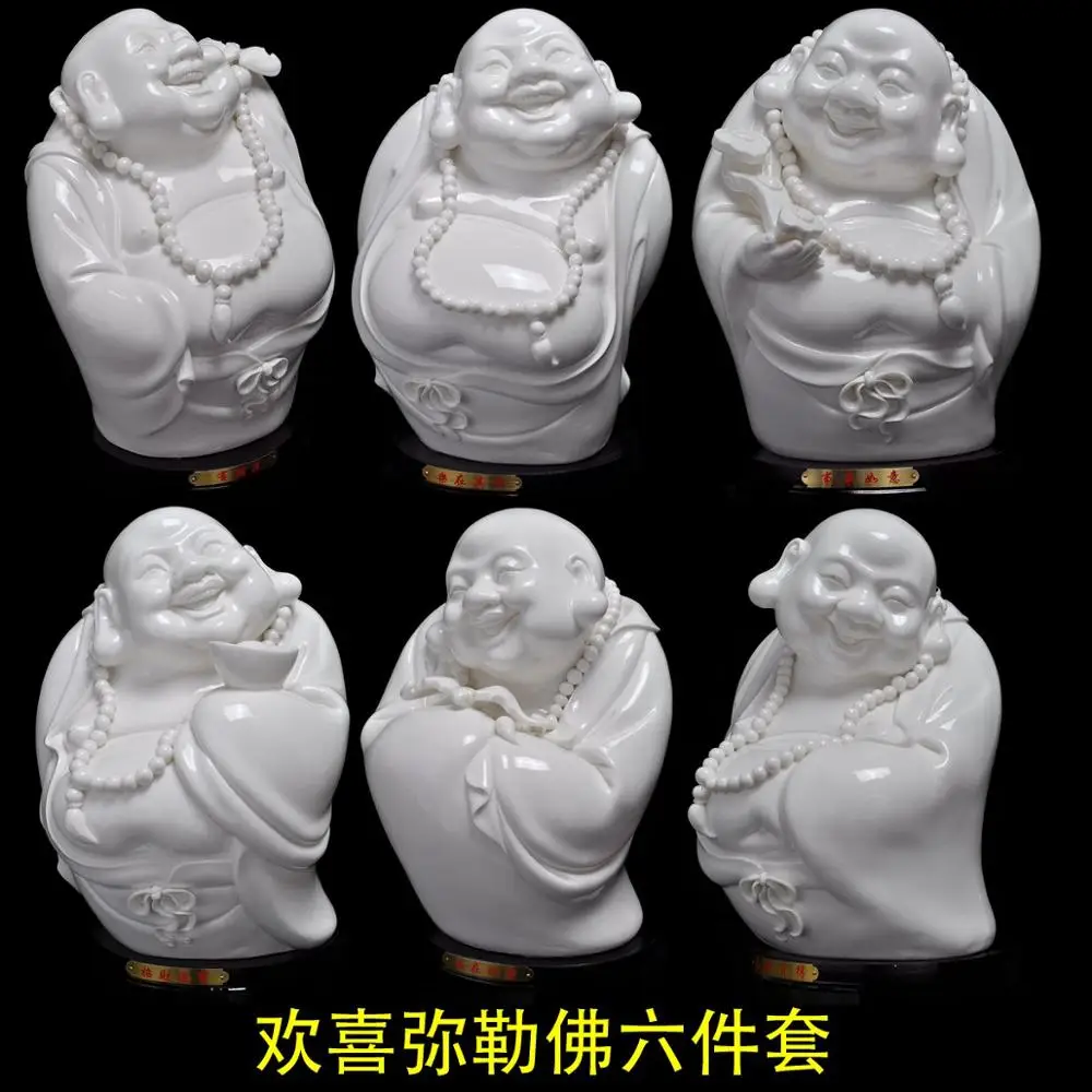 

The creative joy Maitreya Buddha six piece large mascot lucky living room TV cabinet ceramic handicrafts