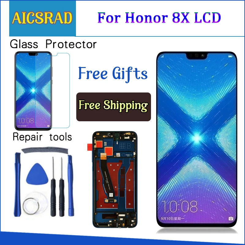 6," для huawei Honor 8X ЖК-дисплей кодирующий преобразователь сенсорного экрана в сборе Замена с рамкой lcd+ инструменты