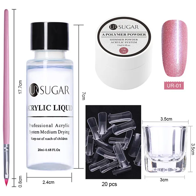 5pcs set1 Ur Sugar акриловый порошок поли УФ гель для ногтей лак для ногтей украшения ногтей кристалл маникюрный набор профессиональные инструменты для ногтей 5 шт - Цвет: 5pcs set1