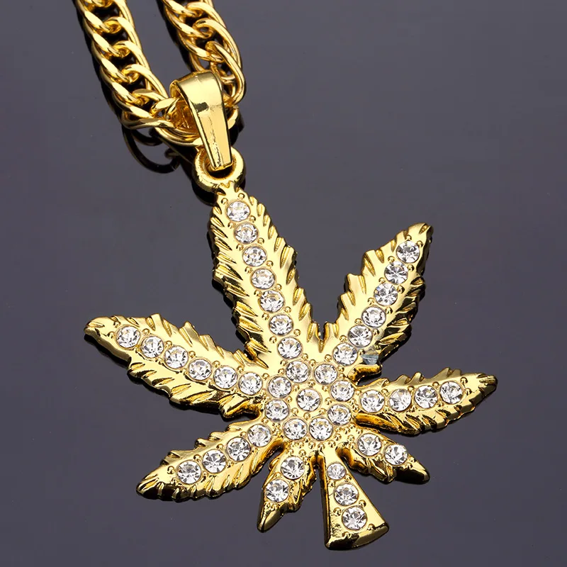 Высококачественные травы кусок листа хип-хоп Ожерелья для мужчин мужские Для