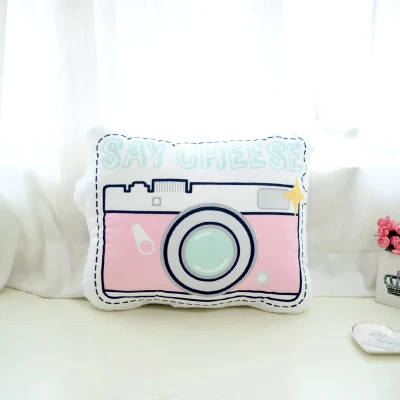 Pink Camera Милые Креативные декоративные подушки INS в стиле 3D мультяшная короткая плюшевая игрушка подушка ультра-мягкая имитация косметики продукты обувь подушки - Цвет: Pink Camera