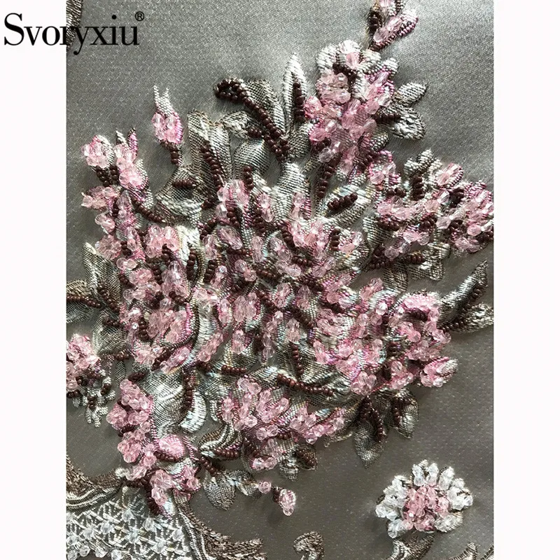 Женское жаккардовое платье-футляр Svoryxiu, белое короткое трапециевидное платье-чехол с винтажным цветочным принтом, расшитое бисером, на лето