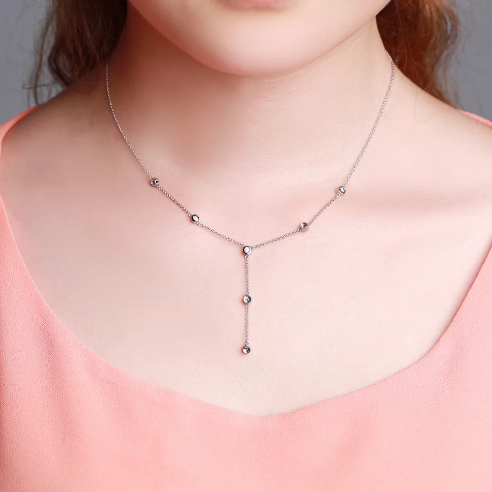 Новое поступление ZOCAI бренд падающая звезда 0.14 СТ CERTIFIED18K белое золото Nacklace T024 |