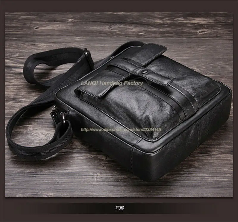 2016 New Fashion Luxury Genuine Leather Men's Messenger Bag Office Bag Leather Shoulder Bag Men Briefcase Black Free Shipping