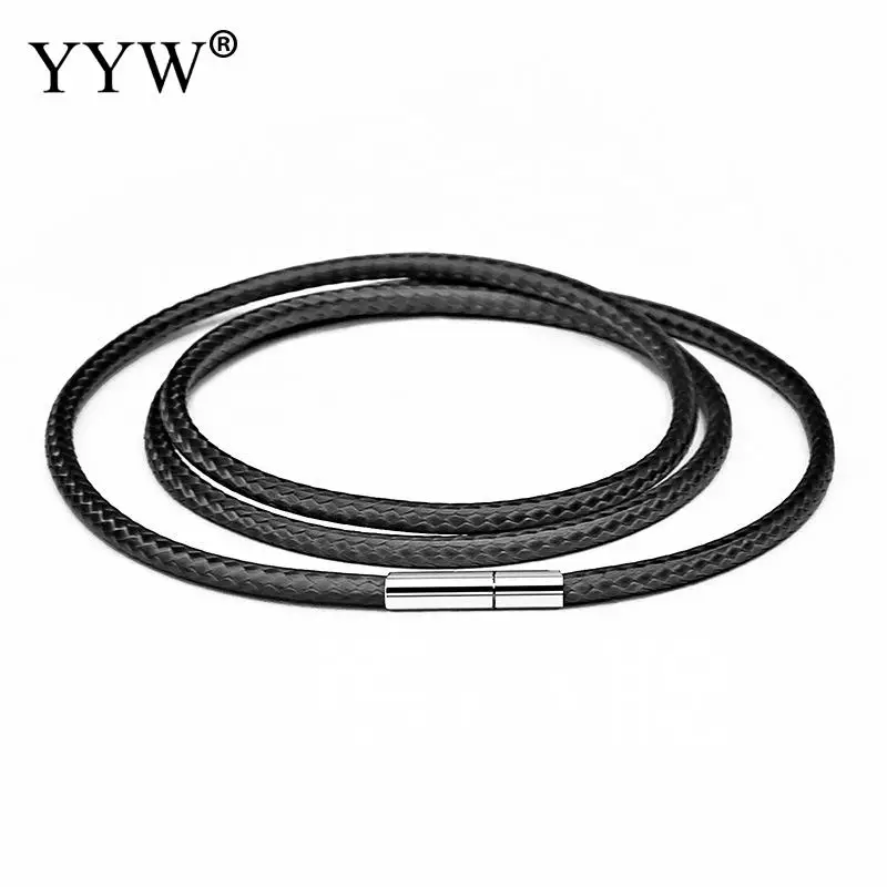 Черный кожаный шнур YYW 40 70 см 1 3 мм для ожерелий вощеная кружевная цепь с