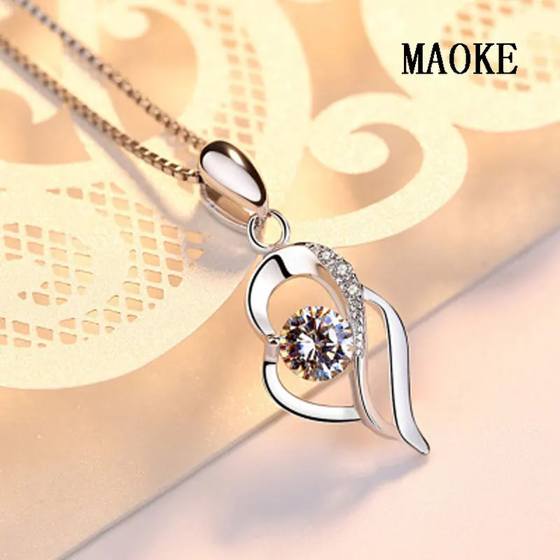 

Promotions S925 Europe Crystal Clavicle Chain Love Heart Necklace Heart Pendant Fashion Jewelry for Women's Fashion Gifts