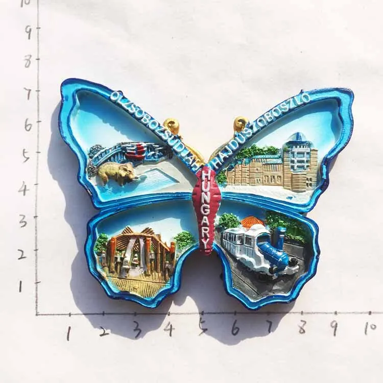 BABELEMI Смола 3D магнит на холодильник, венгерский сувенир, пейзаж, магнит на холодильник в форме милой бабочки, магнитный холодильник suvenir