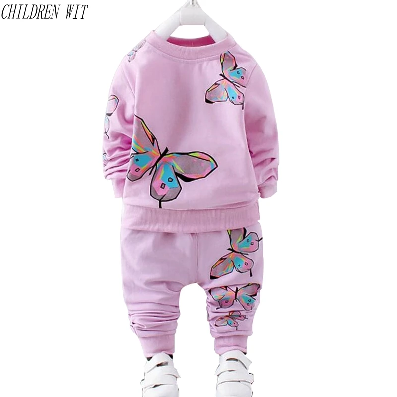 Детская весенне осенняя одежда с принтом в виде бабочек|autumn girl clothing set|girls clothinggirls