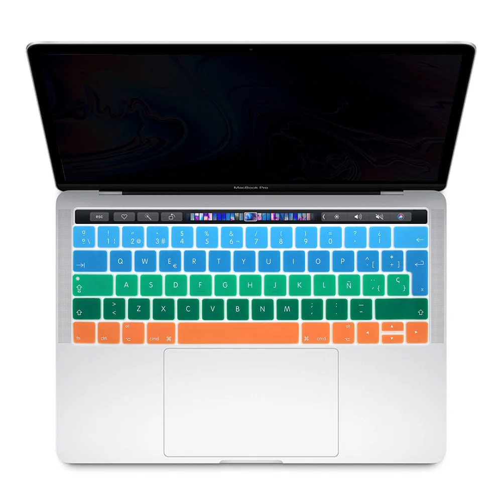 Gradient blue green Redlai силиконовые ЕС испанская клавиатура крышка клавиатуры наклейки протектор для MacBook Pro 13 15 с сенсорной панелью A1706 A1707 - Цвет: Gradient blue green