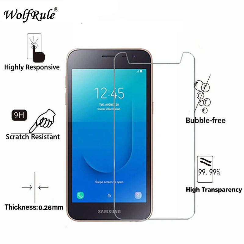 2 шт стекло для Samsung Galaxy J2 Core защита экрана закаленное антицарапная пленка