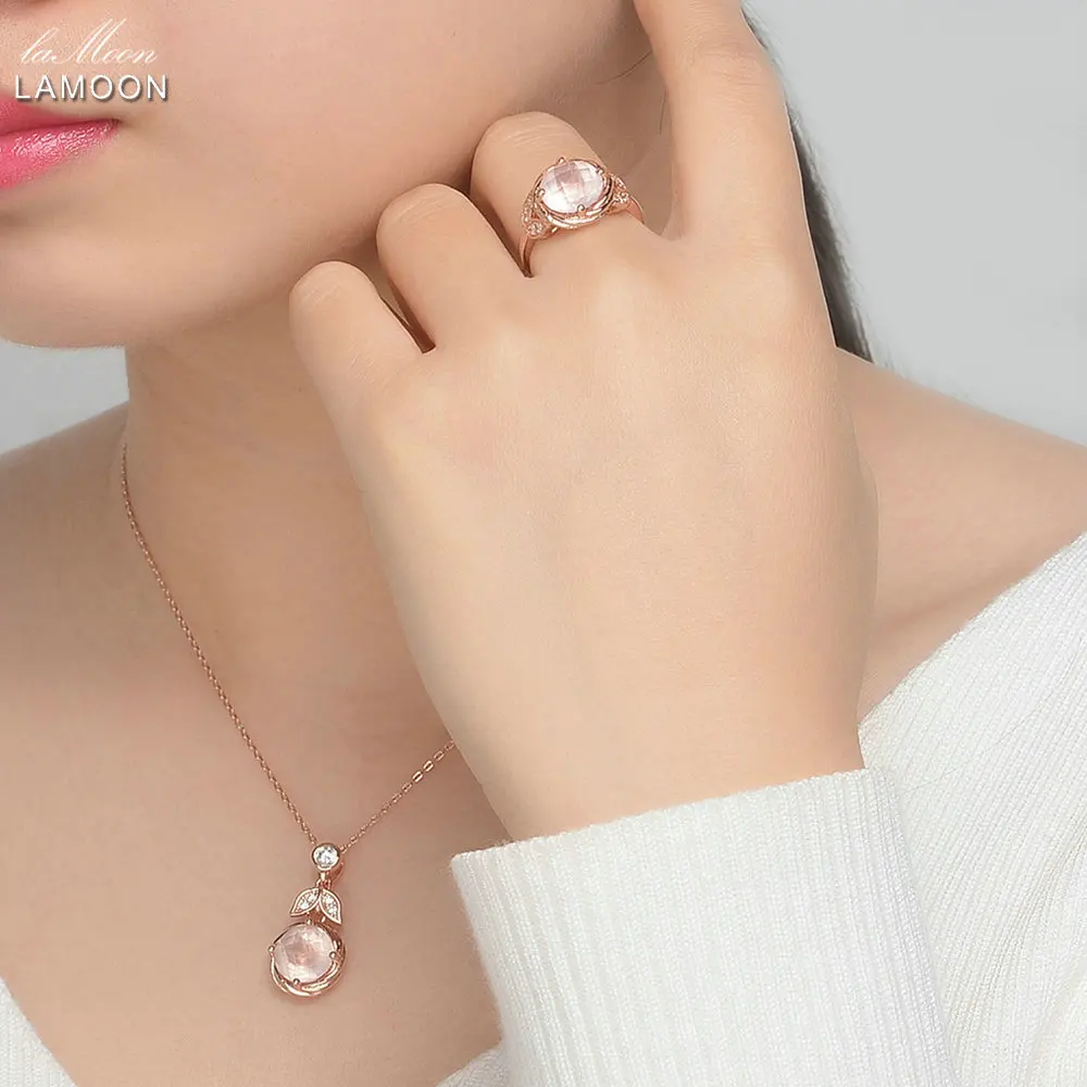 Ламон классический цветок 100% Натуральная розовая роза Кварц 925 стерлингового