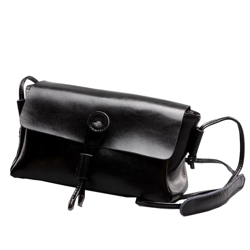 KL5015 Black Chsanato сезон: весна–лето Повседневное Малый Курьерские сумки для Для женщин девочек сумки на ремне через плечо масло воск кожаные кошельки и Сумки - Цвет: KL5015 Black
