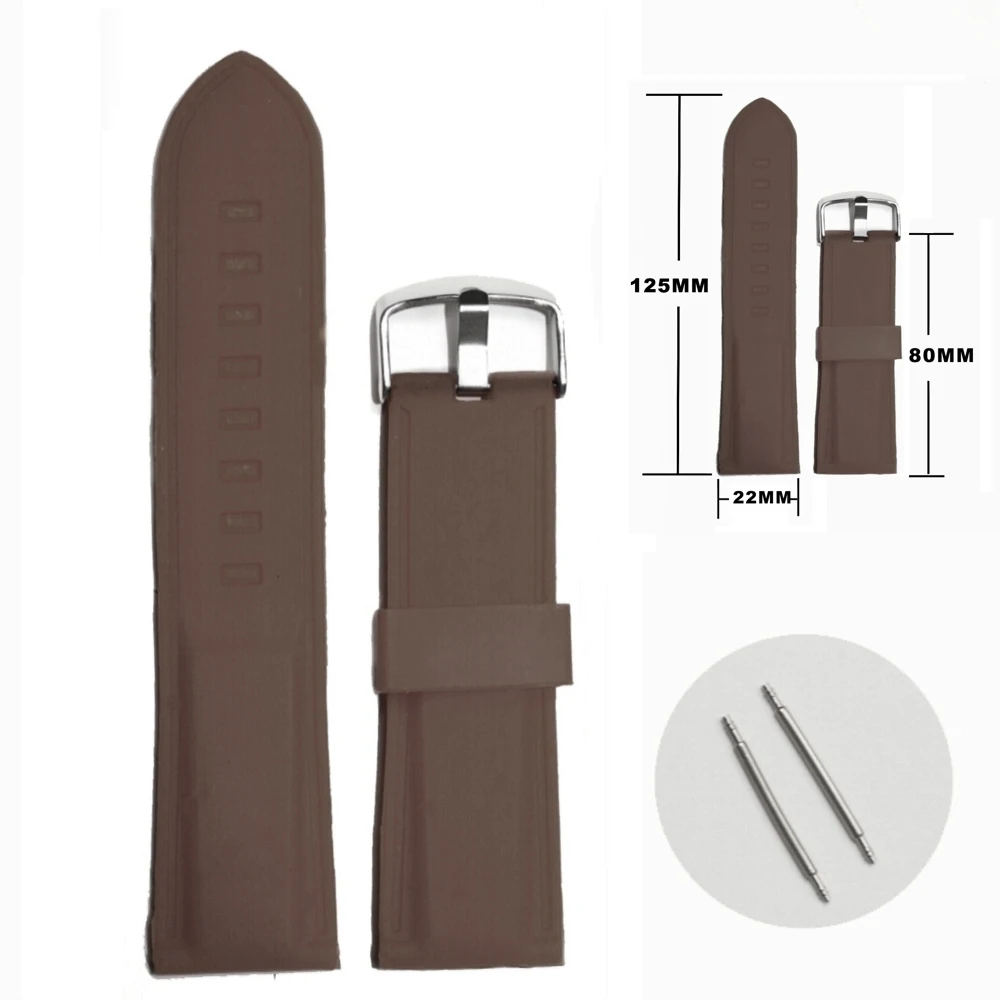22 мм темно коричневый силиконовый желе резиновый унисекс ремешок для часов
