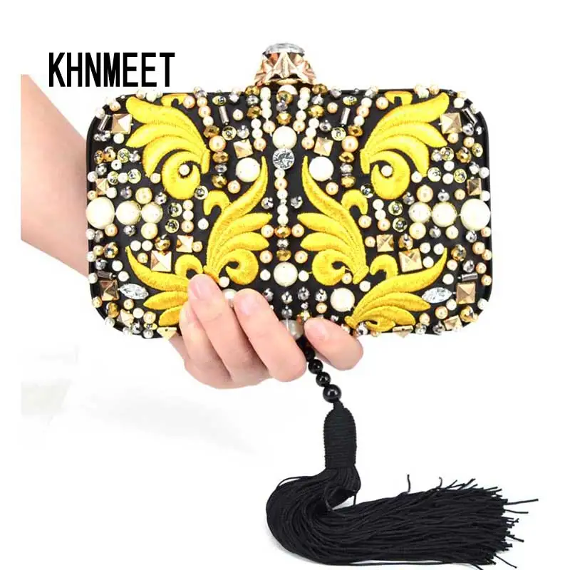 Новая женская сумка с вышивкой Дамская дизайнерская сумочка на цепочке модные