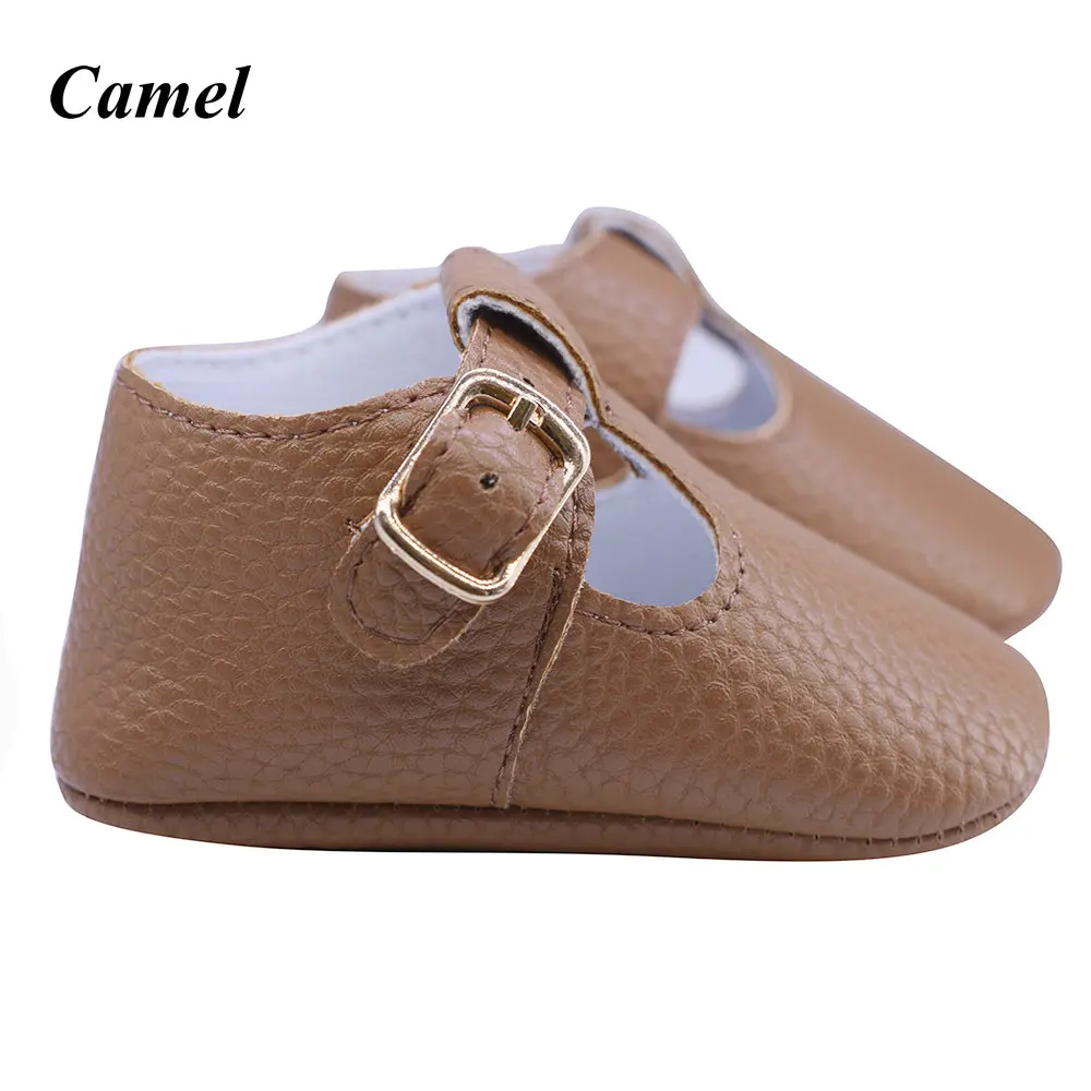 camel Туфли кремовые с мягкой подошвой для маленьких девочек; шикарные туфли для новорожденных; Детские кроссовки с золотыми пряжками - Цвет: camel