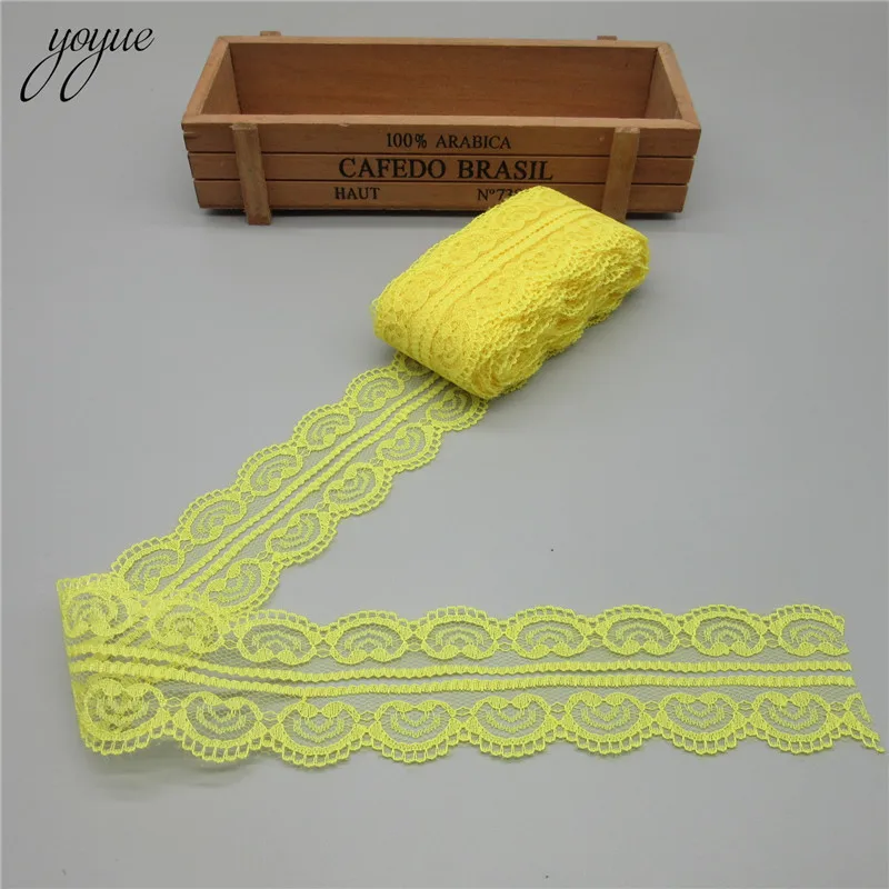 Yellow Высокое качество 10 ярдов кружево, лента, тесьма ширина 45 мм обшивка Ткань DIY вышитый сетчатый шнур для шитья украшения африканская кружевная ткань - Цвет: Yellow