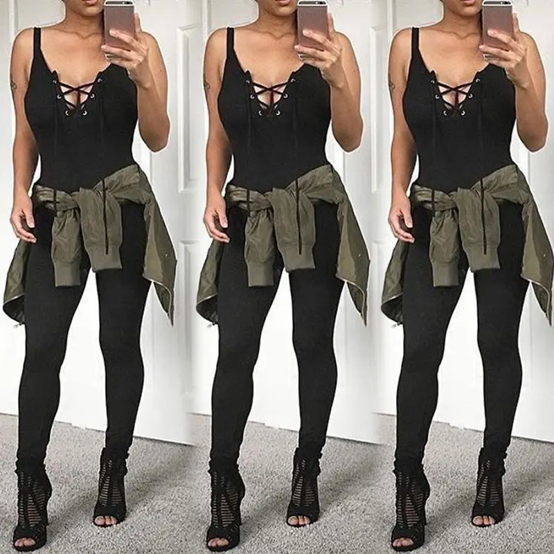 Sexy Halter bodysuit Women elegant Skinny 2017 black jumpsuit romper body overalls playsuit Size S-XL | Женская одежда