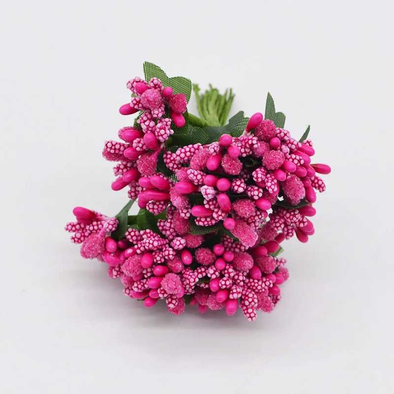 rose red 24 шт., искусственная мини шелковица, тычинка, декоративная проволока для цветов, стебель для рукоделия, венки, листья для свадьбы, украшения для вечеринки - Цвет: rose red