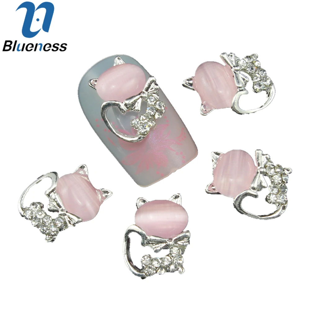 10 шт Блестящий котенок Кот Стразы 3d украшения для ногтей сплав наклейки