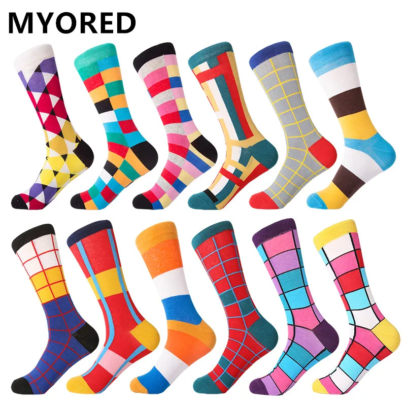 Носки MYORED мужские 12 пар/лот модные повседневные носки для мужчин на осень и зиму