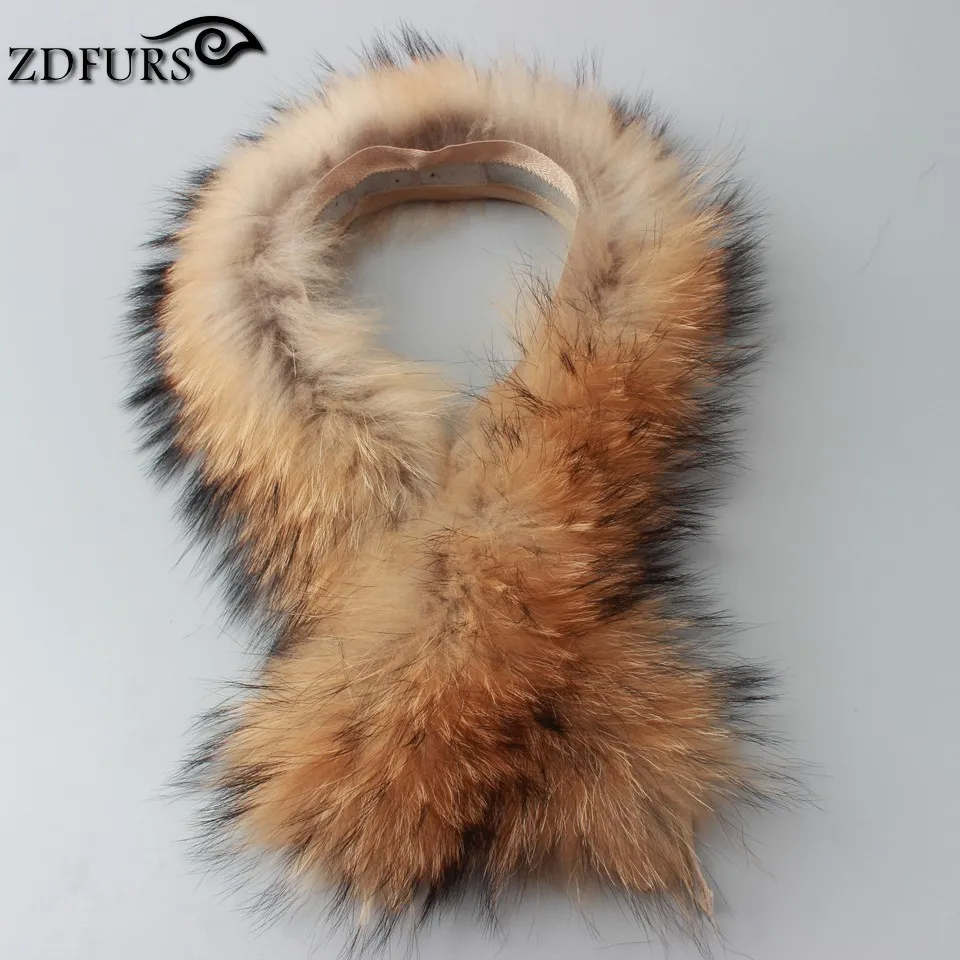 Женский меховой воротник из 100% натурального меха енота длинный зимний шарф 70 см с