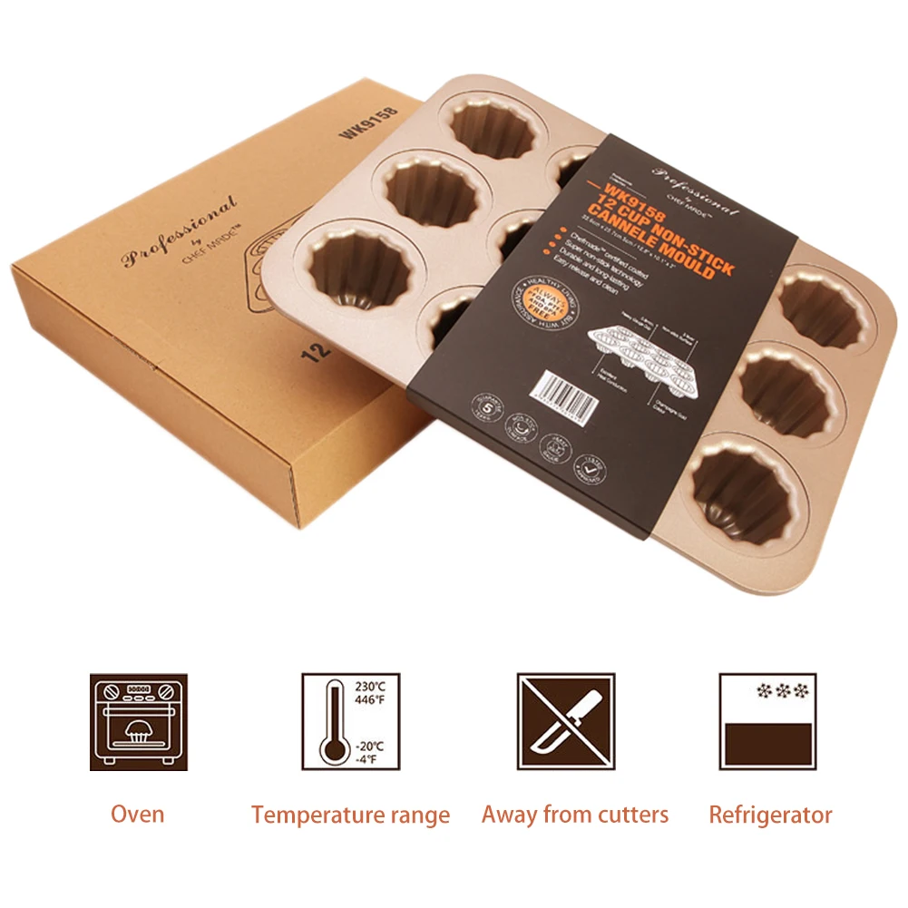 Cannele 12 чашек из углеродистой стали антипригарная форма для выпечки тортов хорошая теплопроводность высокая термостойкость инструменты для выпечки хлеба