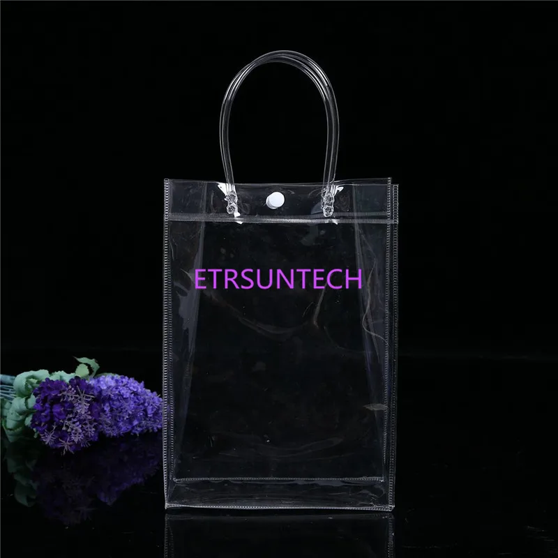 100 шт./лот ПВХ пластиковые подарочные пакеты с ручками из прозрачного пластика