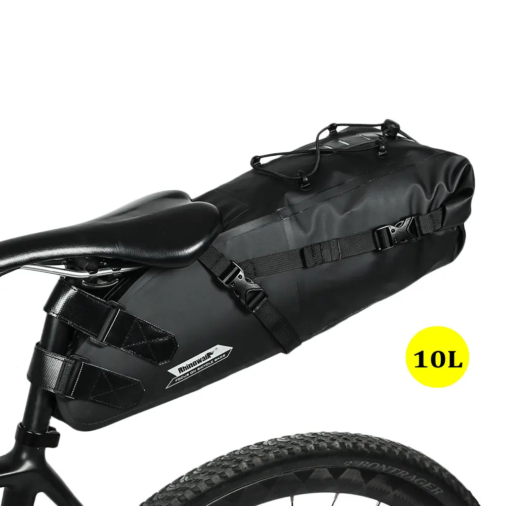 RHINOWALK 10L 12L полностью водонепроницаемая велосипедная седельная сумка для шоссейного горного велосипеда, велосипедная задняя стойка, сумка для багажа, Аксессуары для велосипеда - Цвет: 10L