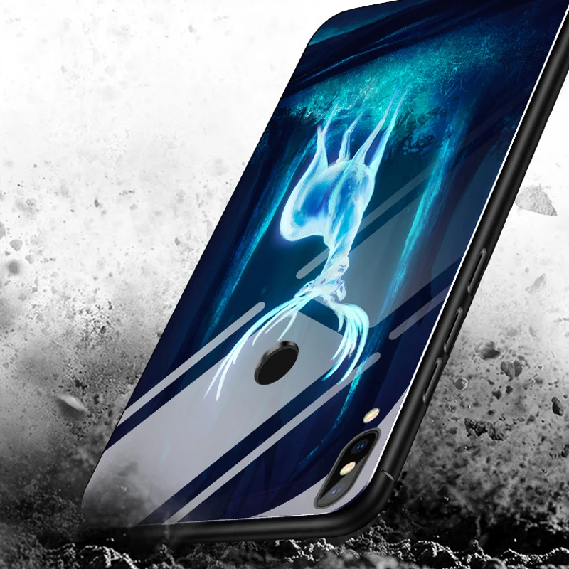 Honor8C Luminous Tempered Glass Case for Huawei Honor 8C 8X Max 7C 7X 9H HD Pattern Glowing in Night Cover Fundas Shell |