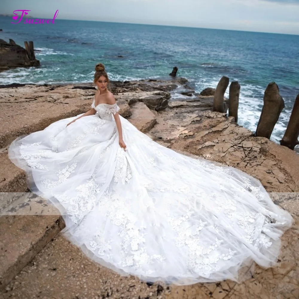 Новая Великолепная аппликация Fsuzwel свадебные платья а-силуэта со шлейфом для