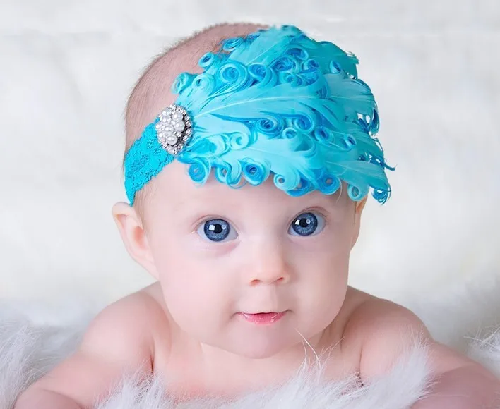 Цветная повязка на голову с перьями для новорожденных девочек волос реквизит