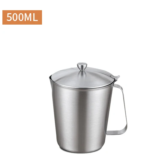 500ml Кувшин для вспенивания молока из нержавеющей стали Konco с крышкой, кувшин для кофе эспрессо, бариста, крафтовый кувшин для приготовления латте и молока - Цвет: 500ml