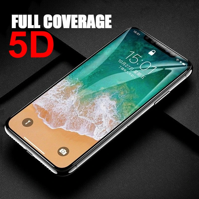 Полноэкранное Защитное стекло для iPhone 8 7 Plus X 5D изогнутое закаленное 6 6s защитная