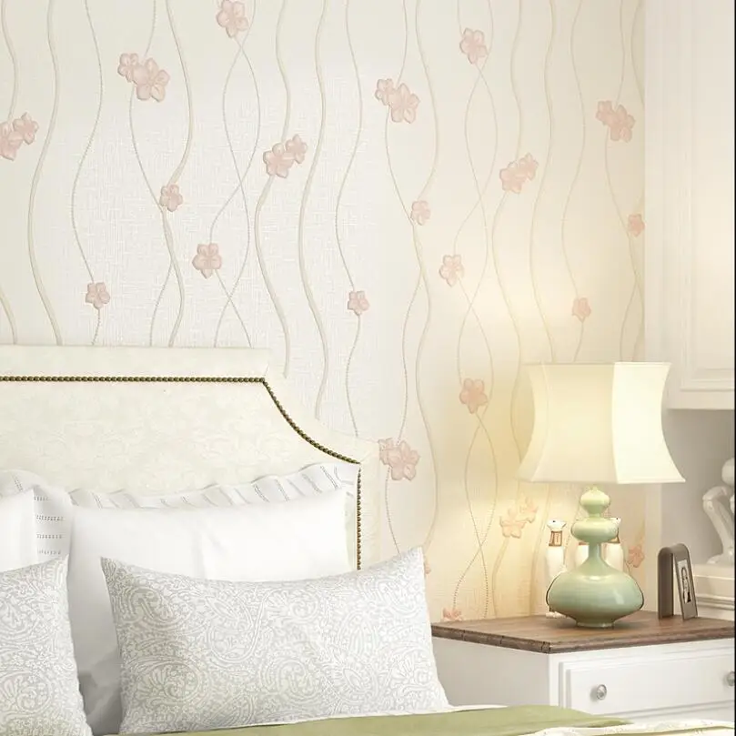 Симпатичные обои с маленькими цветами 3d розовые синие желтые изгибом для спальни