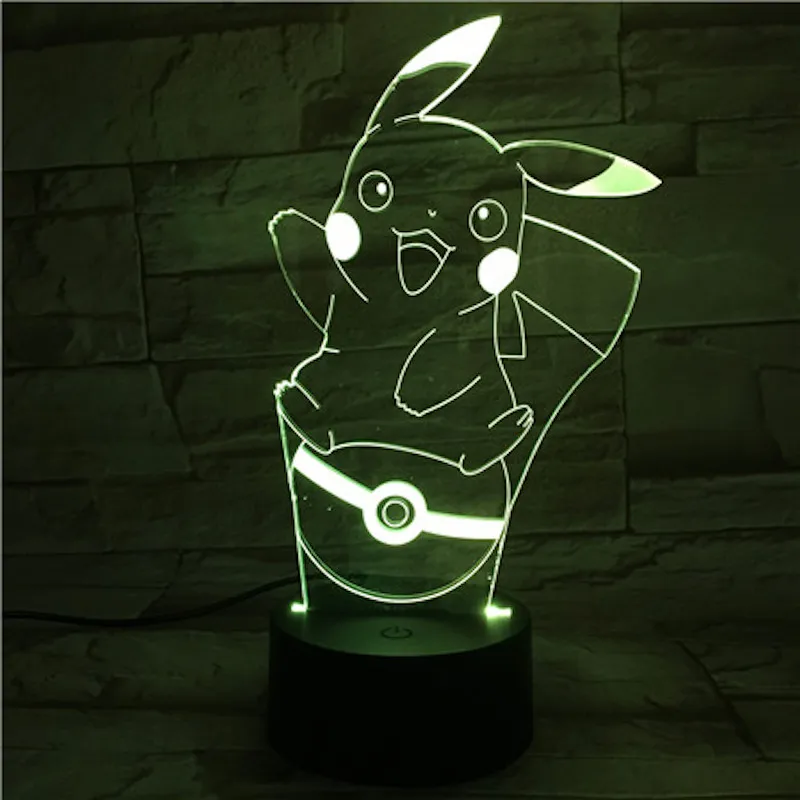 Pikachu 3 Покемон го Пикачу Рисунок дети ночник светодиодный ночник прикроватная атмосфера Красочный ночник детский подарок на праздник 3D лампа RGB Пикачу - Испускаемый цвет: Pikachu 3