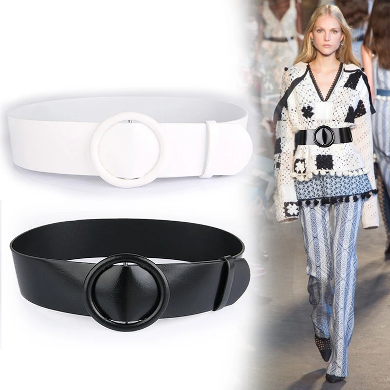 Новый модный широкий кожаный ремень CETIRI женские круглые широкие ремни с