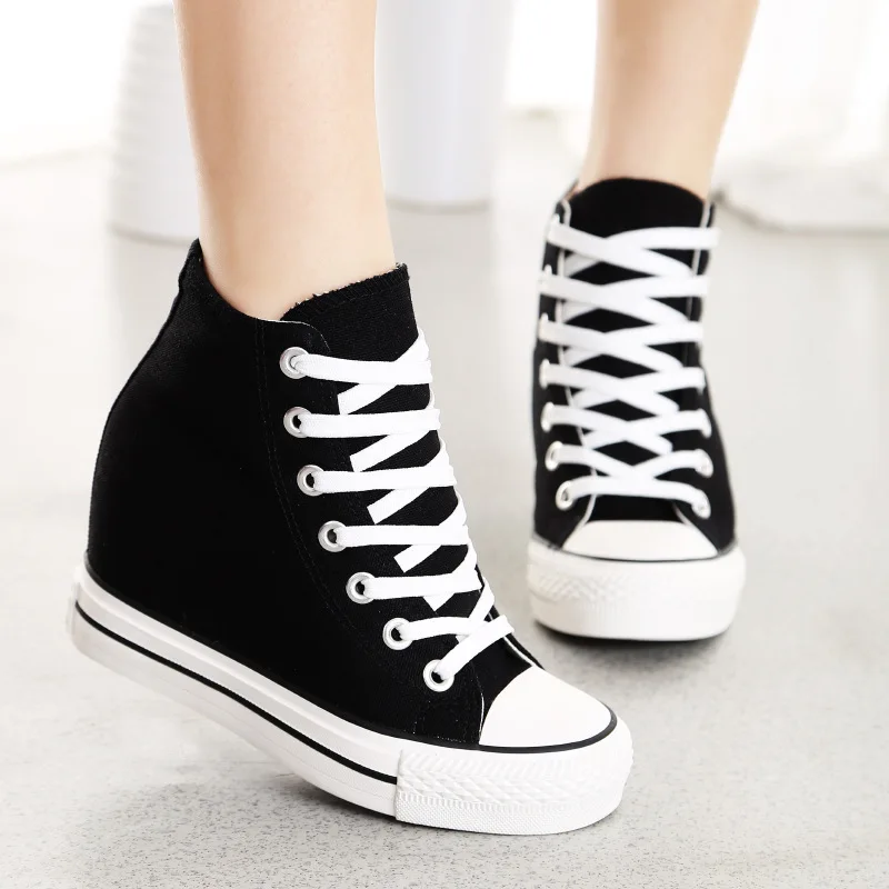 New Korean version of 8 cm canvas shoes fashion wild casual comfortable trend student | Обувь