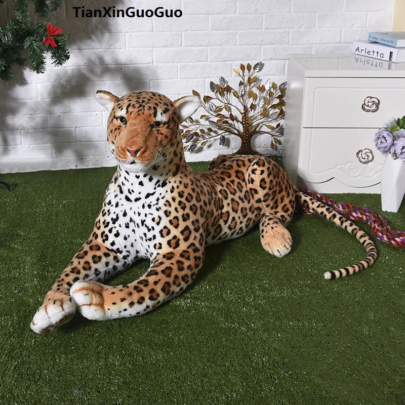 

large 85cm lying cartoon leopard plush toy doll throw pillow birthday gift h2312