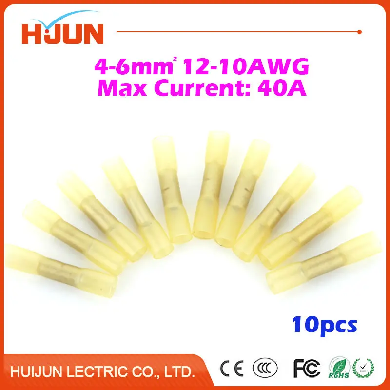 

10pcs/lot Heat Shrink Butt Crimp Terminals Insulated Electrical Waterproof Wire Connectors BHT0.5 Blue 12-10AWG 40A