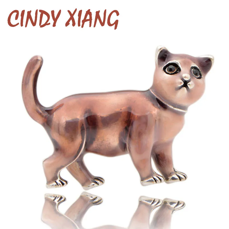 Брошь для женщин и детей в виде кота CINDY XIANG милое украшение с эмалью пальто сумки