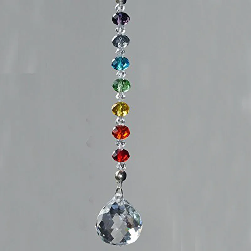 

1PCS 20mm 30mm 40mm Crystal Prism Ball Chakra Colors Rondelle Beads Strand Design Rainbow Suncatcher Chrismas Decoration