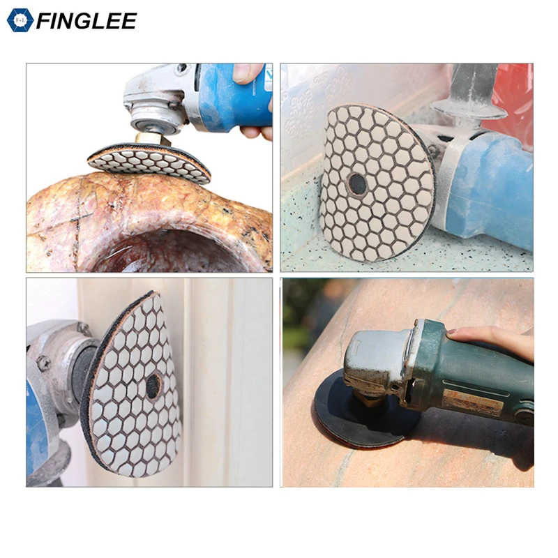 

4 inch Dry Diamond polishing pad 7pcs+ Soft Flexible Backer for Granite,marble, Ceramic Stone work restoration Grinding Disc